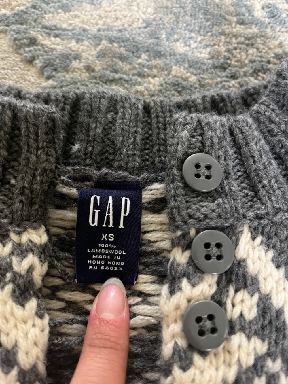 GAP Cream Sweater with Charcoal Nordic Yoke - Picture 2 of 4